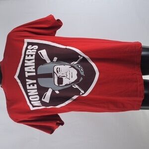 Money Takers Raiders & AKS logo men's large big print red & black t-shirt